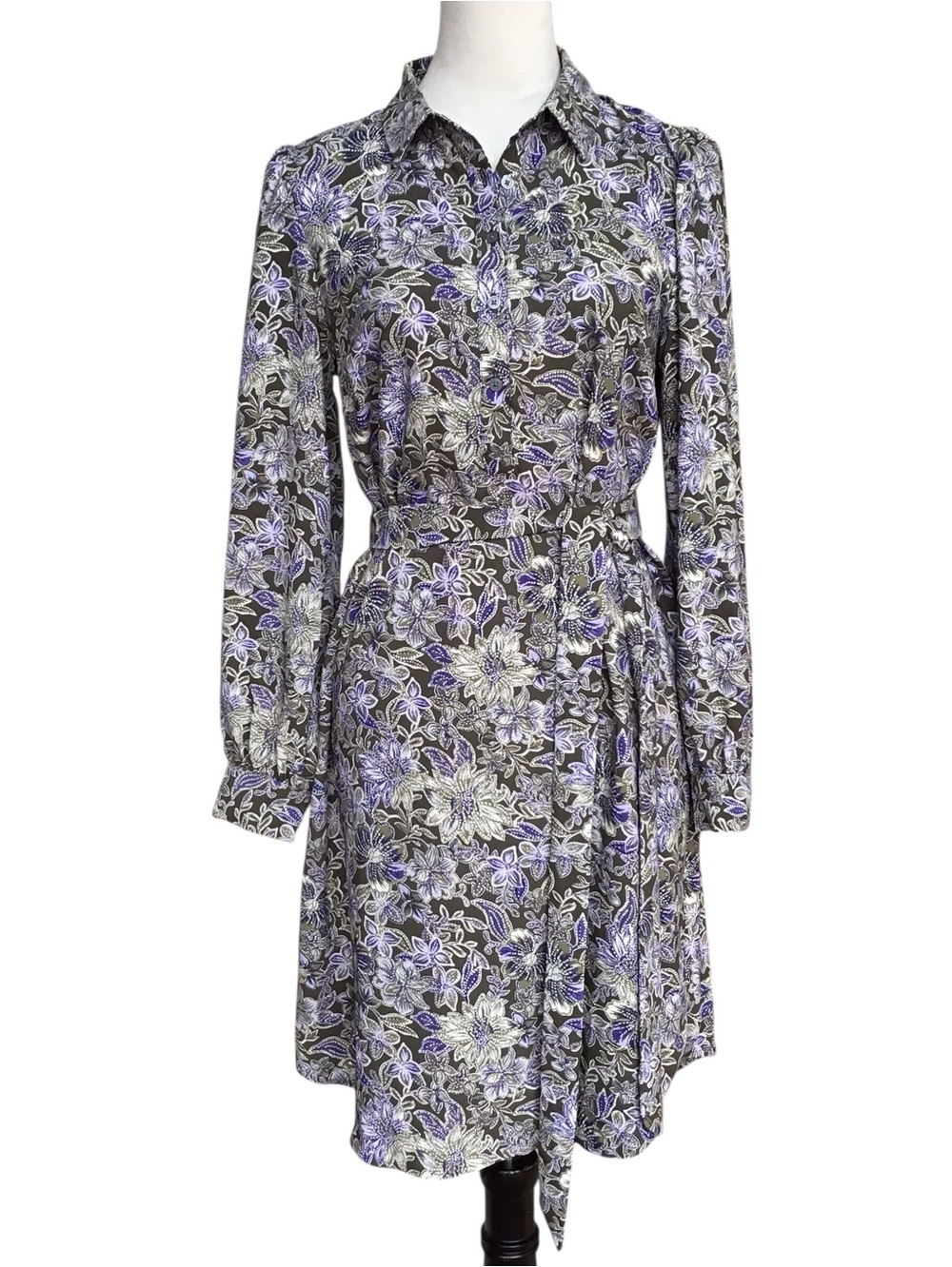 Loft Floral Long Sleeve Shift Dress Women’s Size Small